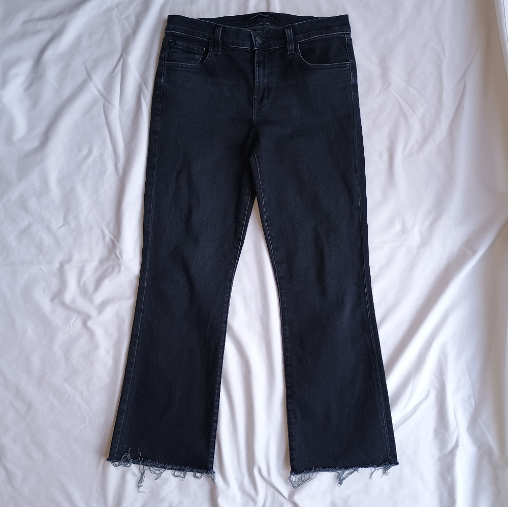 J Brand Selena Crop Jeans Womens 28 Bootcut Midrise Blue Dark Wash Stretch Denim